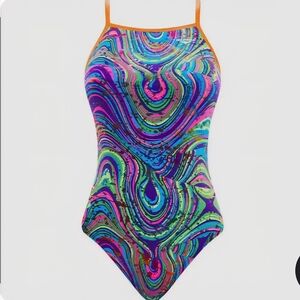 TYR The Finals Women Radical Foil Flutterback Swimsuit Multicolor - Size 28 NEW